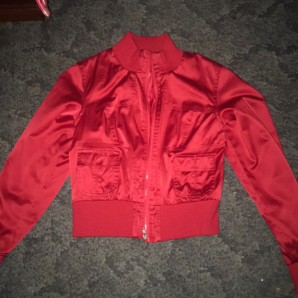 red winter jacket